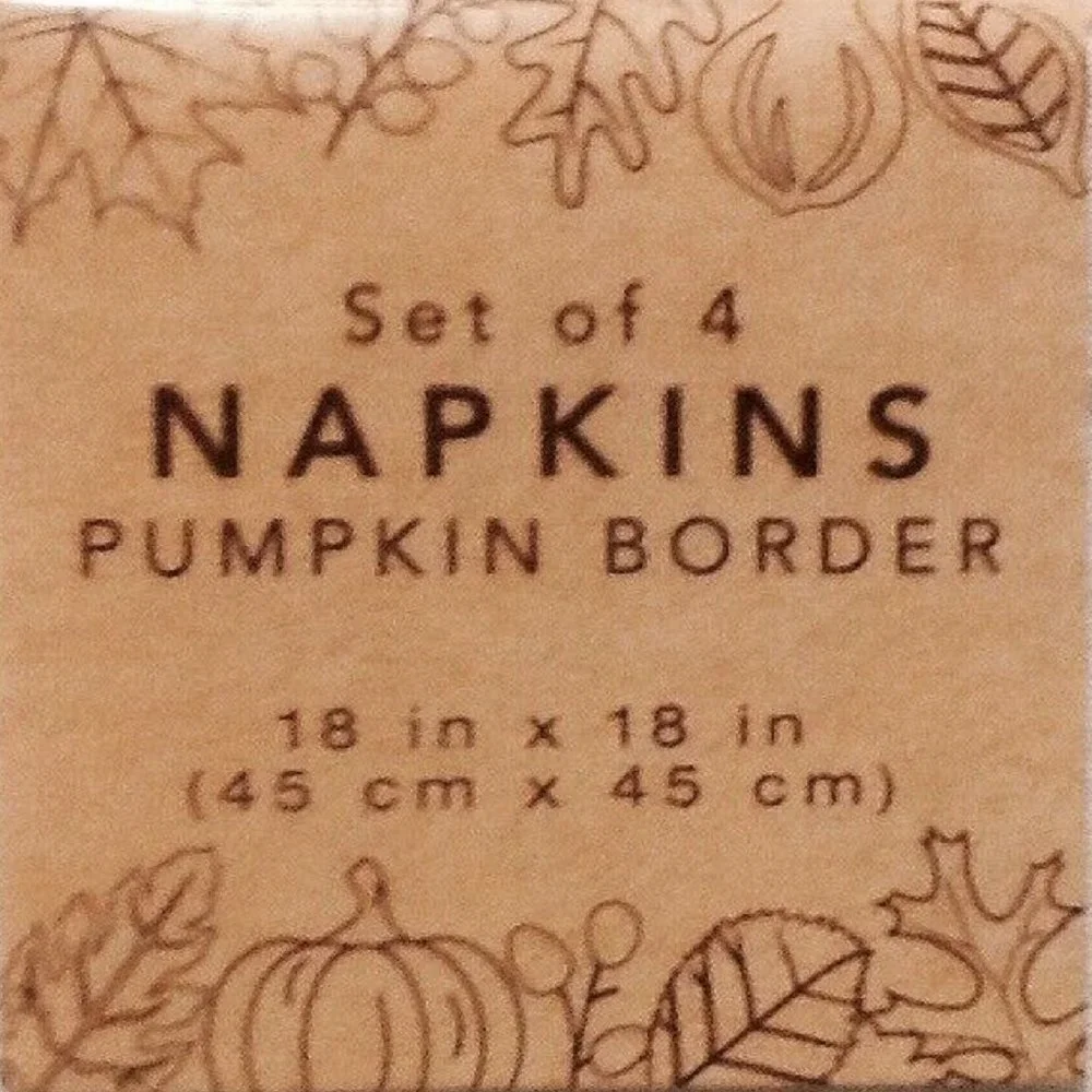 Set of 4 Pumpkin 60% Cotton 40% Polyester Fabric Table Napkins for Autumn decor